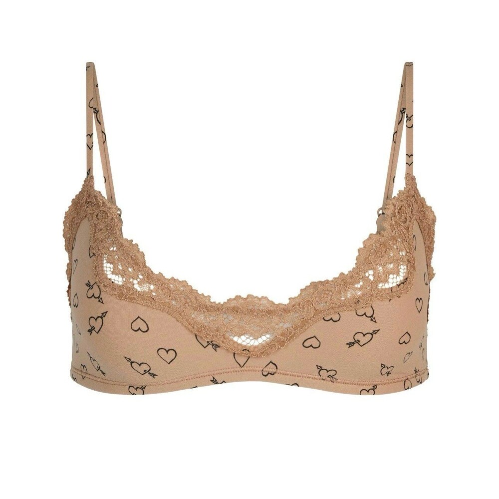 Skims Fits Everybody Lace Scoop Bralette Onyx And Hearts